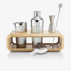 Octogone Bar Accessory Case Natural Oak